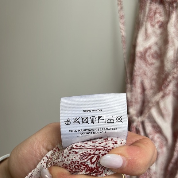 FAITHFULL THE BRAND Red Floral High-Neck Open-Back Midi Dress Size 8 - Picture 7 of 7